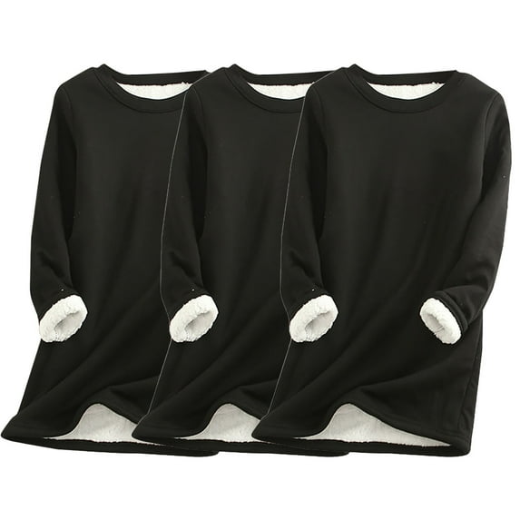 ylioge S-5X Plus Size Sweatshirts for Women 3 Pack Fleece Lined Tops Long Sleeve Casual Solid Color Pullover Crewneck Thermal Basic Sweatshirt Shirts