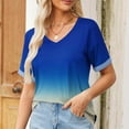 thumbnail image 1 of ylioge S-5X Plus Size T Shirts for Women Short Sleeve V Neck Going-Out Tops Womens Casual Gradient Printed Pullover Slim Workout Tees Shirt, 1 of 8