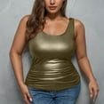 thumbnail image 1 of ylioge S-5X Plus Size Tank Tops for Women Sleeveless Crewneck Pu-Leather Vests Womens Trendy Solid Color Stretchy Slim Pullover Party Camisoles Top, 1 of 5