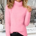 thumbnail image 1 of ylioge S-5X Plus Size Womens Fleece Sweaters Long Sleeve Turtleneck Sweatshirts Ladies Casual Solid Color Stretchy Pullover Knitted Sweater Tops, 1 of 6