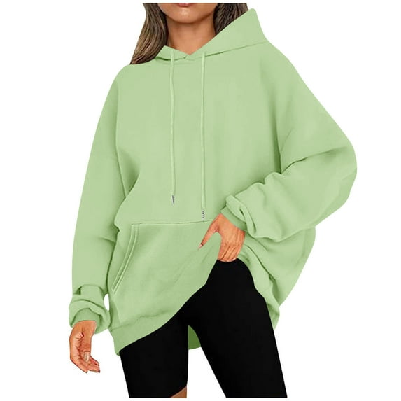 ylioge S-5X Womens Plus Size Hoodies Fleece Lined Sweatshirts with Pocket Ladies Casual Solid Color Pullover Thermal Athletic Workout Hoodie Tops