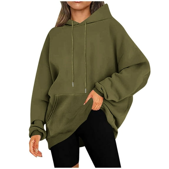 ylioge S-5X Womens Plus Size Hoodies Fleece Lined Sweatshirts with Pocket Ladies Casual Solid Color Pullover Thermal Athletic Workout Hoodie Tops