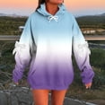 thumbnail image 1 of ylioge S-5X Womens Plus Size Hoodies with Front Pocket Fleece Lined Sweatshirts Bowknot Long Sleeve Pullover Gradient Printed Drop Shoulder Tops, 1 of 5