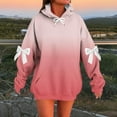 thumbnail image 1 of ylioge S-5X Womens Plus Size Hoodies with Front Pocket Fleece Lined Sweatshirts Bowknot Long Sleeve Pullover Gradient Printed Drop Shoulder Tops, 1 of 5