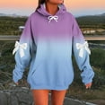 thumbnail image 1 of ylioge S-5X Womens Plus Size Hoodies with Front Pocket Fleece Lined Sweatshirts Bowknot Long Sleeve Pullover Gradient Printed Drop Shoulder Tops, 1 of 5