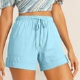 thumbnail image 1 of ylioge S-5X Womens Plus Size Shorts with Pockets and Drawstring Elastic Waist Casual Solid Color Relaxed Wide Leg Breathable Going-Out Loungewear Short, 1 of 8