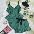 thumbnail image 1 of ylioge Satin Pajama Sets for Women Lightweight 2 Piece Silk Loungewear Outfits Womens Trendy Solid Color Sleeveless Tank Tops Wide Leg Shorts Pajamas, 1 of 3