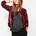 thumbnail image 1 of ylioge Sequins Bomber Jackets for Women Trendy Sparkly Zipper Up Long Sleeve Coats Ladies Casual Warm Cropped Outerwear Jacket with Pockets, 1 of 8
