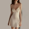 thumbnail image 1 of ylioge Silk Nightgowns for Women Built in Bras V Neck Mini Pajama Dresses Ladies Trendy Sleeveless Lightweight Backless Homewear Sleepshirts, 1 of 4