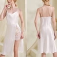 thumbnail image 1 of ylioge Silk Nightgowns for Women Trendy Cowl Neck Spaghetti Strap Midi Dresses Ladies Lace Splice Side Slit Satin Sleepwear Sleepshirts Clearance Sale, 1 of 3