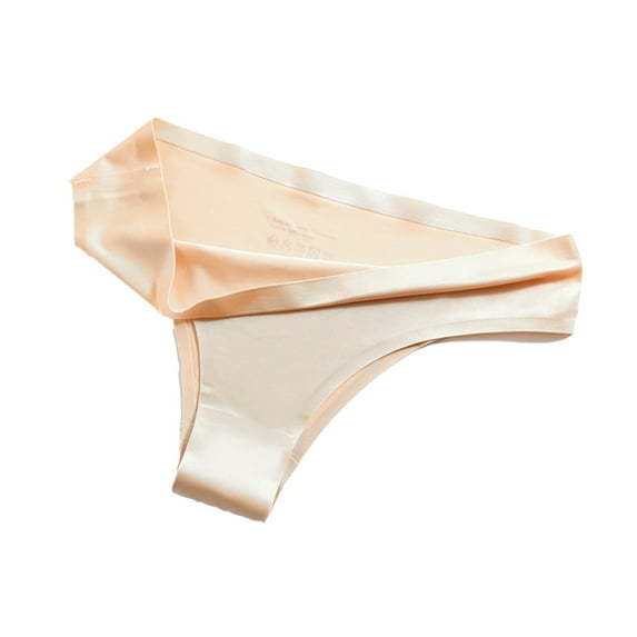 ylioge Silk Thongs Underwear for Women Plus Size M-4X Low Rise Hipster Panties Ladies Trendy Solid High-Cut Soft No Show Bikini Briefs