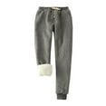 thumbnail image 1 of ylioge Solid Color Normal Waist Trousers for Women Fleece Trendy Winter Tapered Pants Pockets Full Length Going Out Relaxed Fit Trousers Pantalones, 1 of 3