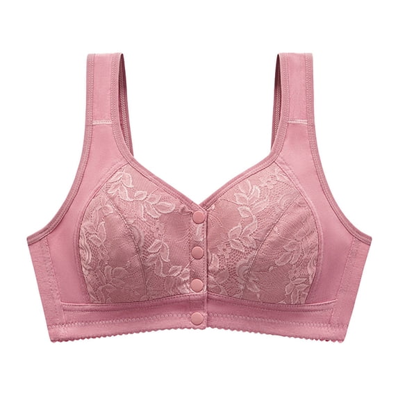 ylioge Sports Bras for Women Plus Size M-5X Front Closure No Underwire Push Up Bralettes Breathable Solid Full-Coverage Support Underwear Bra