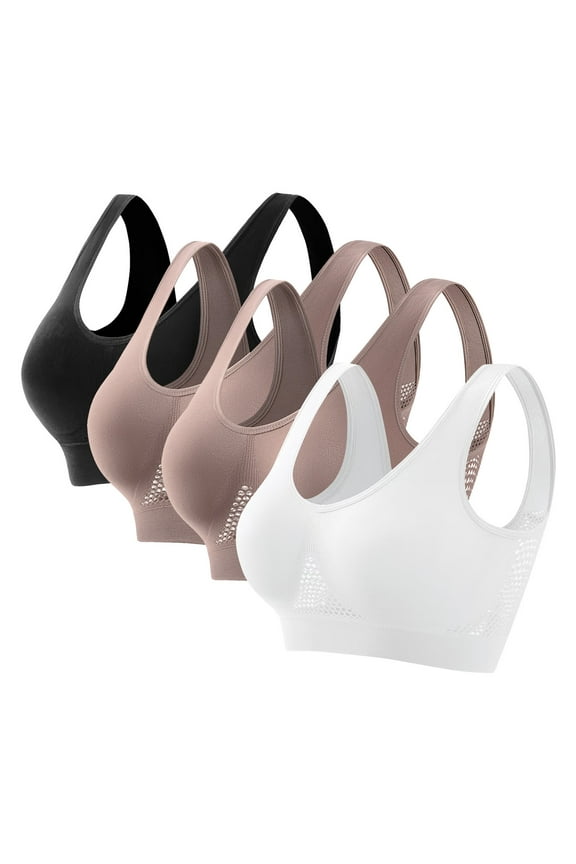 Sports Bras for Women 4 Pack S-5X Plus Size Wireless Bralettes Lightweight Push Up High-Impact Athletic Workout Underwear Bra