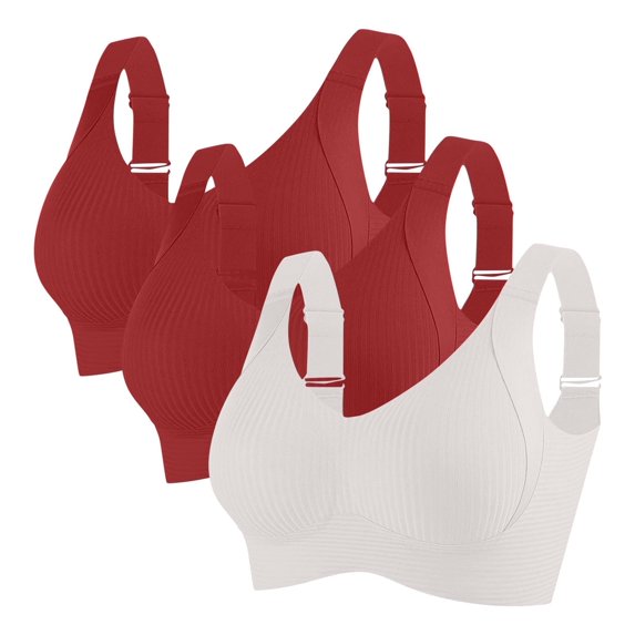 ylioge Sports Bras for Women Plus Size M-4X 3 Pack Wireless Push Up Bralettes High-Impact Multipack Breathable Support Workout Yoga Underwear Bra