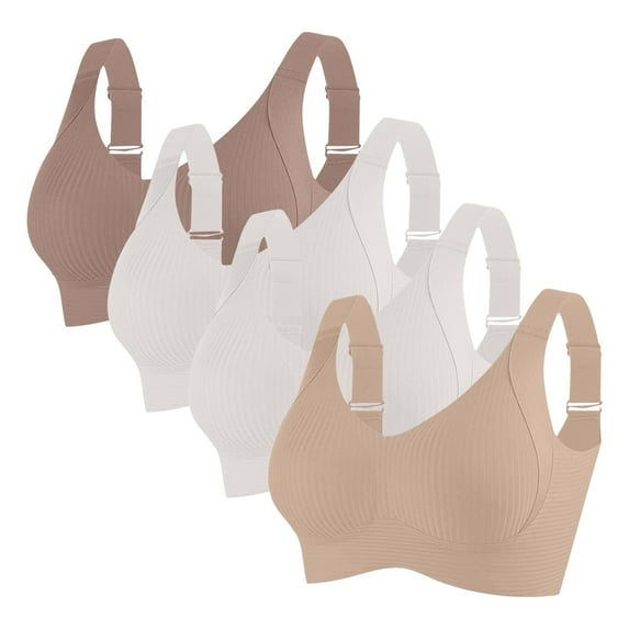 ylioge Sports Bras for Women Plus Size M-4X 4 Pack Wireless Support Bralettes Breathable Multipack Push Up Athletic Workout Underwear Bra
