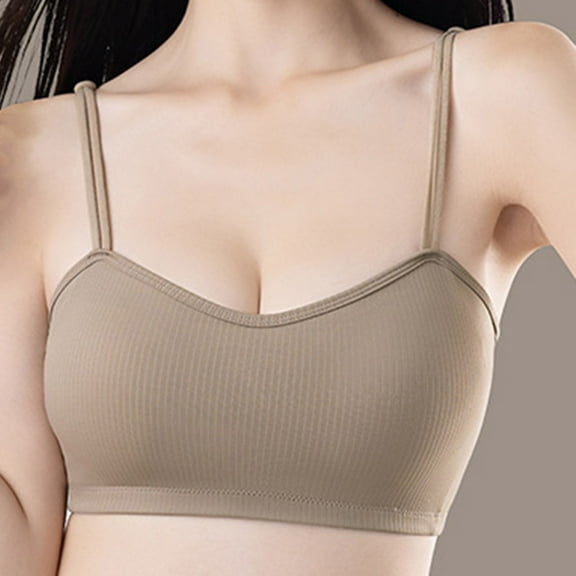 ylioge Sports Bras for Women Plus Size M-4X Breathable Wireless Bralettes Ladies Casual Solid Stretchy Pullover Lightweight Push Up Underwear Bra