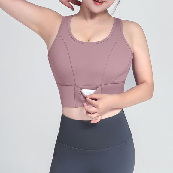 ylioge Sports Bras for Women with Pocket Plus Size S-5X Wirefree Push Up Bralettes High-Impact Breathable Backless Athletic Workout Underwear Bra