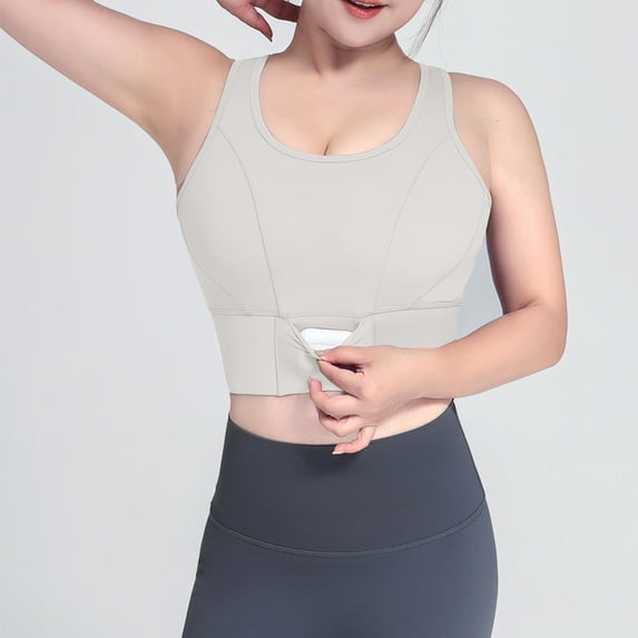 ylioge Sports Bras for Women with Pocket Plus Size S-5X Wirefree Push Up Bralettes High-Impact Breathable Backless Athletic Workout Underwear Bra