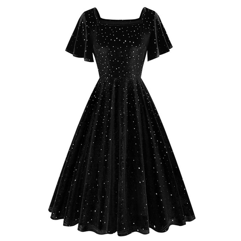 Elegant Pleated Velvet Square Neck Pleated Dresses Elegant Pleated Velvet Square Neck Pleated Dresses