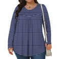 thumbnail image 1 of ylioge Stripe Tops for Women Plus Size L-5X Long Sleeve Crewneck Shirts Womens Casual Loose Pullover Pleated Loungewear Going-Out Oversized Top, 1 of 6