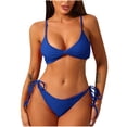 thumbnail image 1 of ylioge Summer 2025 Bikini Sets for Women Two Piece Swimsuits Ladies Trendy Solid Beach Push Up Bikinis Tops Thongs Bathing Suits, 1 of 4