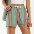 thumbnail image 1 of ylioge Summer Shorts for Women with Drawstring Elastic High Waisted Casual Stripe Printed Straight Wide Leg Loose Comfort Loungewear Beach Short, 1 of 5