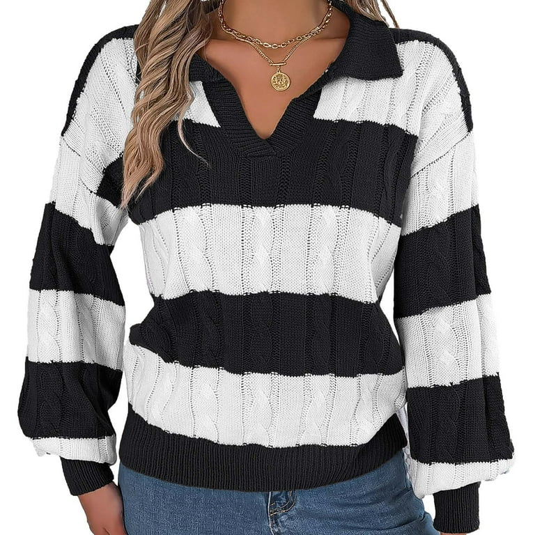 Contrast Loose Lantern Sleeve Sweater Contrast Loose Lantern Sleeve Sweater