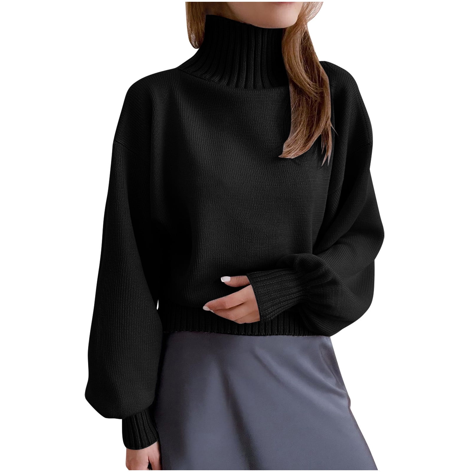 ylioge Sweaters for Women, Womens Turtleneck Cropped Sweater