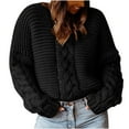 thumbnail image 1 of ylioge Sweaters for Women, Womens Fashion Solid Color Pullover V Neck Twist Loose Sweater Casual Sweater Fall, 1 of 5