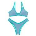 thumbnail image 1 of ylioge Swimsuits for Women Two Piece Bikini Bathing Suits Built in Bra Ladies Trendy Color-Block Low Waisted High-Cut Thongs Swimwear Sets, 1 of 2