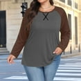 thumbnail image 1 of ylioge T Shirts for Women Plus Size S-5X Long Sleeve Crewneck T Shirts Womens Casual Color Block Pullover Basic Raglan Loungewear Tees Top, 1 of 6