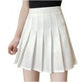 thumbnail image 1 of ylioge Tennis Skirts for Women, Womens School Preppy A-Line Pleated Mini Skirt Irregular Ruffle Hem Lining Shorts Casual Loose Elastic High Waisted Solid Short White Skirt Spring, 1 of 8