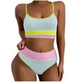 thumbnail image 1 of ylioge Two Piece Bathing Suits for Women Tankini Swimsuits Trendy Color-Block Built in Bras Tops High Waisted Shorts Swimming Bikini Sets, 1 of 2