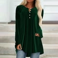 thumbnail image 1 of ylioge Velvet-Shirts for Women Plus Size S-5X Long Sleeve Tunic Tops Womens Trendy Solid Color Pullover Button Crewneck Pleated Raglan Blouses Top, 1 of 5