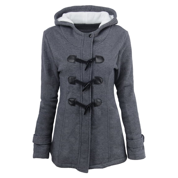 ylioge Winter Coats for Women, Womens Plsuh Fleece Jackets Thickened Winter Warm Lightweight Padded Cow Horn Trench Coats Solid Color Long Sleeve Hooded with Pockets Overcoats