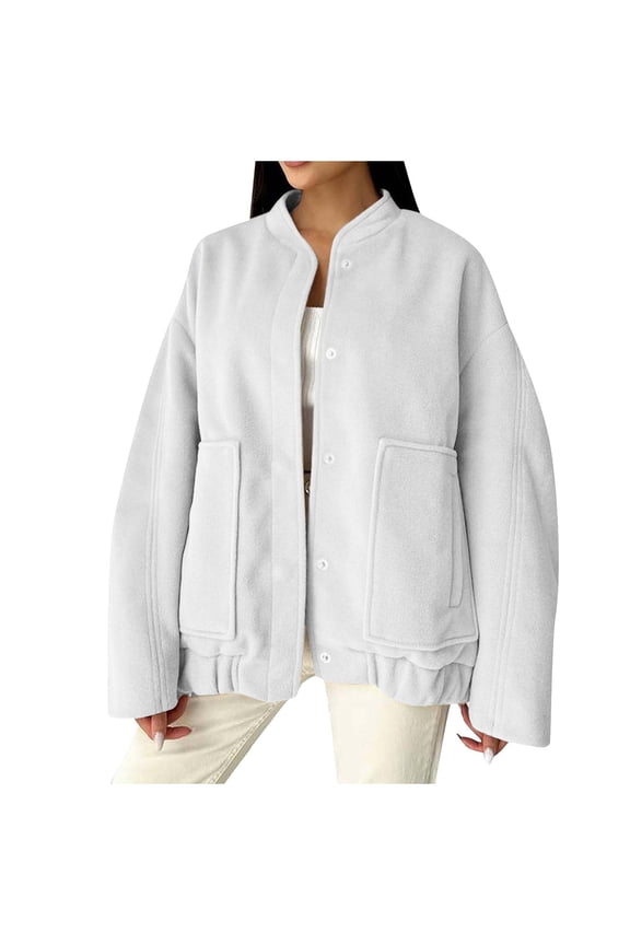 Winter Coats for Women, Womens Warm Faux Plush Furry Jackets Solid Color Lightweight Trench Coats Long Sleeve Lapel Fleece Jackets Button Down Cardigans for Women Winter