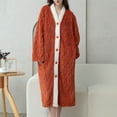 thumbnail image 1 of ylioge Winter Robes for Women with Pockets Button-Down Fleece Bathrobes Ladies Casual Long Length Long Sleeve Thermal Warm V Neck Homewear Bath Robe, 1 of 8
