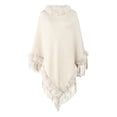 thumbnail image 1 of ylioge Women Knitting Turtleneck Sweater Warm Solid Color Tassel Hem Shawls and Wraps Cape Fall, 1 of 6