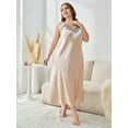 thumbnail image 1 of ylioge Women Plus Size Nightgowns Summer XL-5X Ladies Sleeveless Spaghetti Strap Lace Splice V Neck Soft Homewear Sleepshirts Dresses, 1 of 3