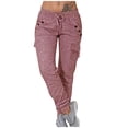 thumbnail image 1 of ylioge Women's Gym Winter Sweatpants Pockets Low Waist Tapered Slim Fit Trousers Drawstring Solid Color Full Length Casual Pants Pantalones, 1 of 7