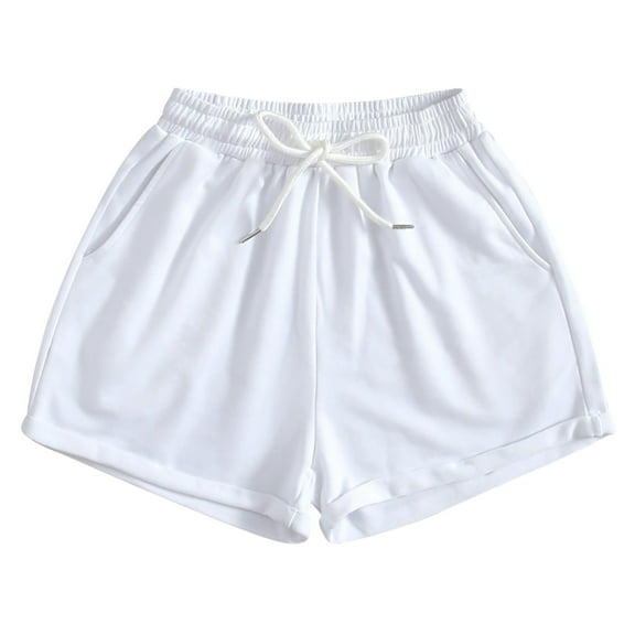 Workout Shorts for Women, Womens Holiday Beach Plus Size Shorts Casual Loose High Waisted Solid Color with Pockets Cotton and Linen Yoga Gym Biker Shorts Summer