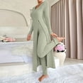 thumbnail image 1 of ylioge Womens 2 Piece Pajama Sets Long Sleeve Tops and Pants Sleepwear Outfits Ladies Casual Solid Color Comfortable Slim Loungewear Pajamas Set, 1 of 5