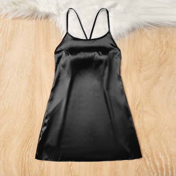 ylioge Womens Backless Nightgowns Lace Splice Silk Satin Sleepshirts Ladies Lightweight Solid Color Comfort Homewear Mini Dresses