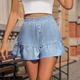 thumbnail image 1 of ylioge Womens Cute Shorts Ruffle Wide Leg Casual Plaid Printed Elastic High Waisted Loose Breathable Pull On Going-Out Summer Beach Short, 1 of 8