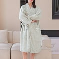 thumbnail image 1 of ylioge Womens Flannel Robes with Pockets Long Sleeve Fleece Fleece Bathrobes Ladies Solid Thicken Thermal Warm Mid Length Tie Side Winter Bath Robe, 1 of 5