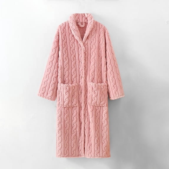 ylioge Womens Fleece Robes Sherpa Pajama Bathrobes with Pockets Ladies Long Sleeve Button-Down Thicken Thermal Warm Loungewear Homewear Bath Robe