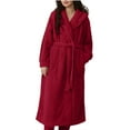 thumbnail image 1 of ylioge Womens Fleece Robes with Pockets and Hood Long Sleeve Sherpa Bathrobes Ladies Solid Ankle Length Thermal Warm Loungewear Pajama Bath Robe, 1 of 3