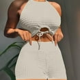 thumbnail image 1 of ylioge Womens Halterneck Bathing Suits Two Piece Tankini Swimsuits High Waisted Shorts Sleeveless Bikini Tops Solid Swimming Tankinis, 1 of 8
