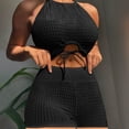 thumbnail image 1 of ylioge Womens Halterneck Bathing Suits Two Piece Tankini Swimsuits High Waisted Shorts Sleeveless Bikini Tops Solid Swimming Tankinis, 1 of 7